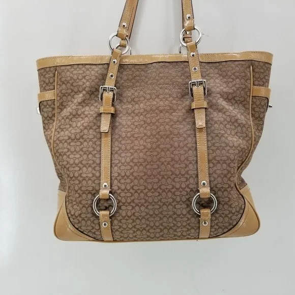 Coach Brown and Tan Jacquard Shoulder Bag - Picture 13 of 16
